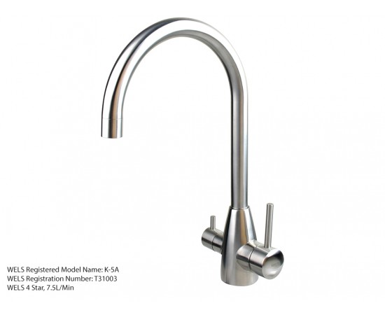 3 Three Way Mixer Tap Hot Cold & Pure 304 Stainless Steel Round