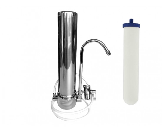 Stainless Steel Countertop Fluoride Water Filter System 10"