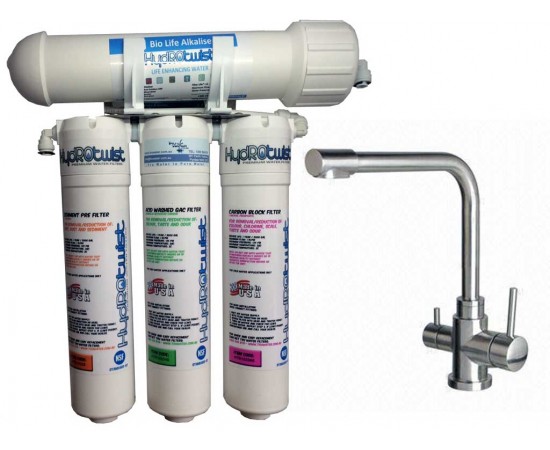 HydROtwist USA Quad 4 Stage PH Water Filter & 3 Way Mixer Ta